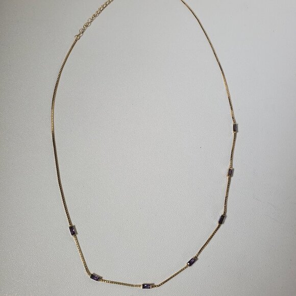 LOUISA SECRET 14K Gold Plated Sterling Silver Necklace  Amethyst Style - Picture 5 of 11